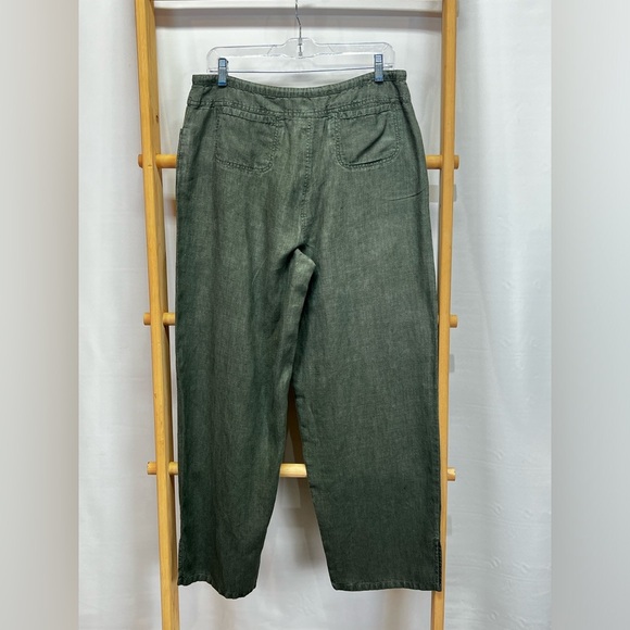 J. JILL Olive green 💯 Linen pants size 10. - Picture 5 of 9